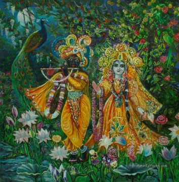 krishna Tableau Peinture - Radha Krishna 17 Hindou